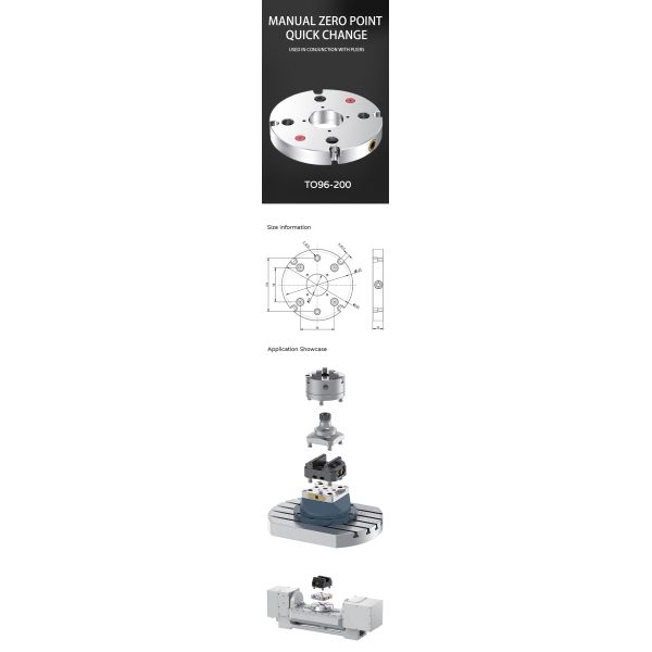 Round Robust Quick Change Fixture Clamps CNC Base Plate Cnc Workholding Fixtures 20KN