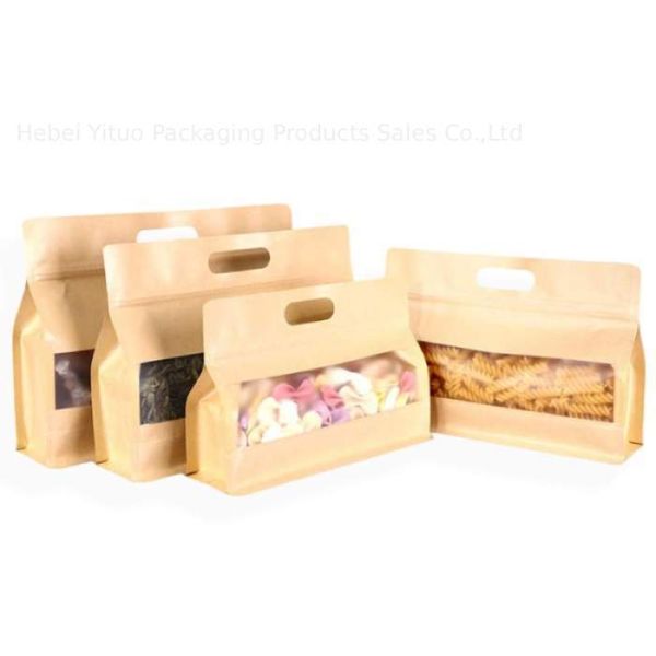 Brown Kraft Packaging Bags Recycled Zipper Top Embossing Surface Handling