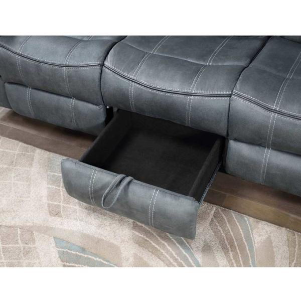 Recliner Sofa set with Dropdown Table and Drawer and Storage Box, Gray Fabric-like vinyl
