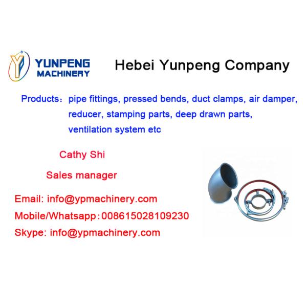 100-90 Galvanized Metal Hot Pressed Pipe Bend In Ventilation System Cricle Shape Head