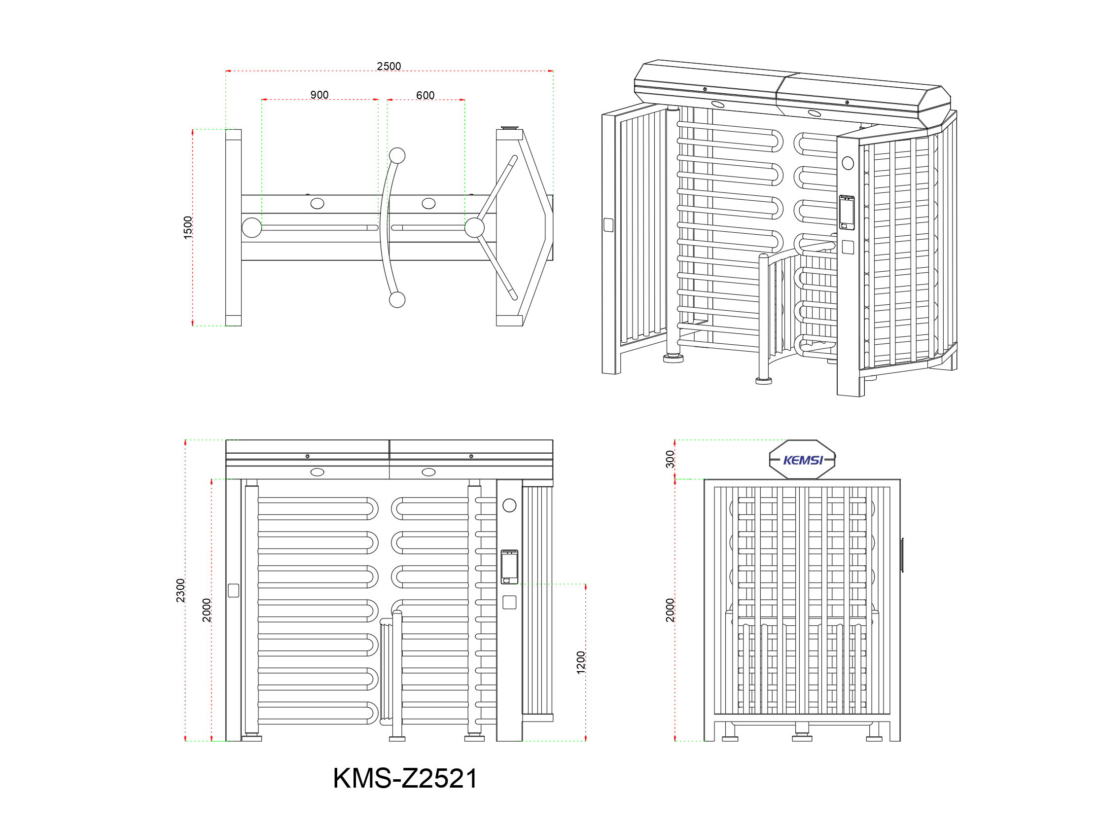 Full Height Rotating Turnstile For Card Swiping Bidirectional Passage