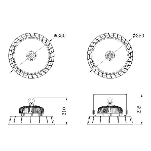 35000LM 7G 130LM/W 240W 1-10V DIM LED UFO High Bay Light
