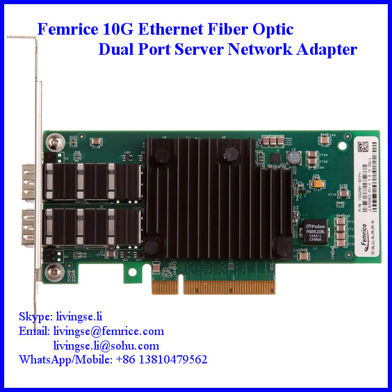 Femrice 10Gbps Dual Port Fiber Optical Ethernet Network Card, PCIe x8 Bus Type