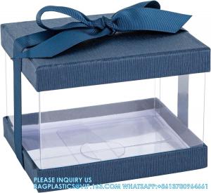Buy cheap Clear Plastic Gift Boxes Bakery Boxes With Base, Lid & Ribbon Cakes, Pastries, Cookies, Cupcakes & Party product