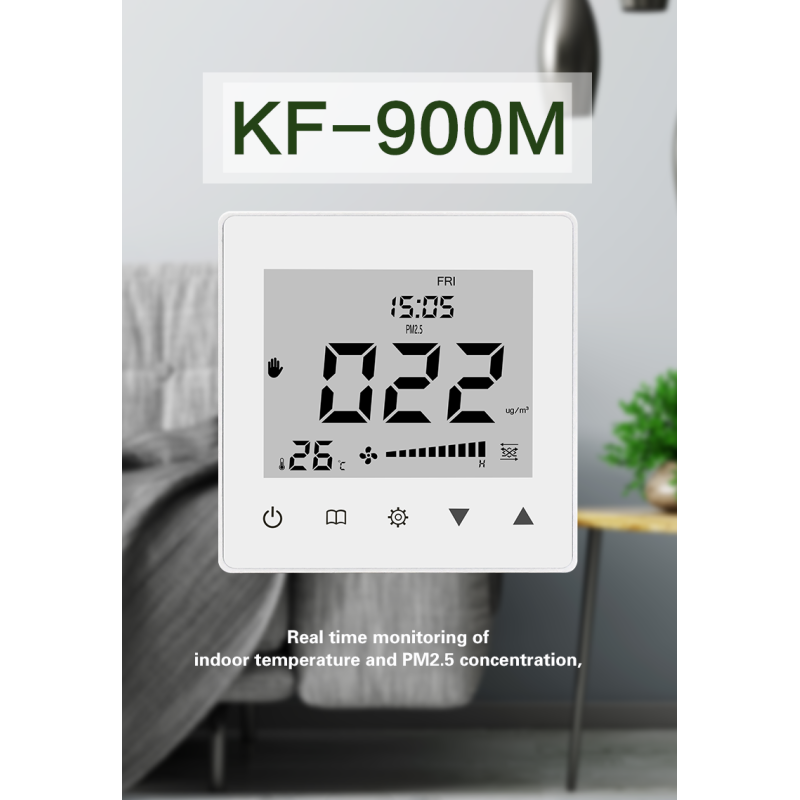 WiFi Smart Fresh Air Controller With PM2.5 CO2 VOC Detector 3 Speed Ventilation Control Panel