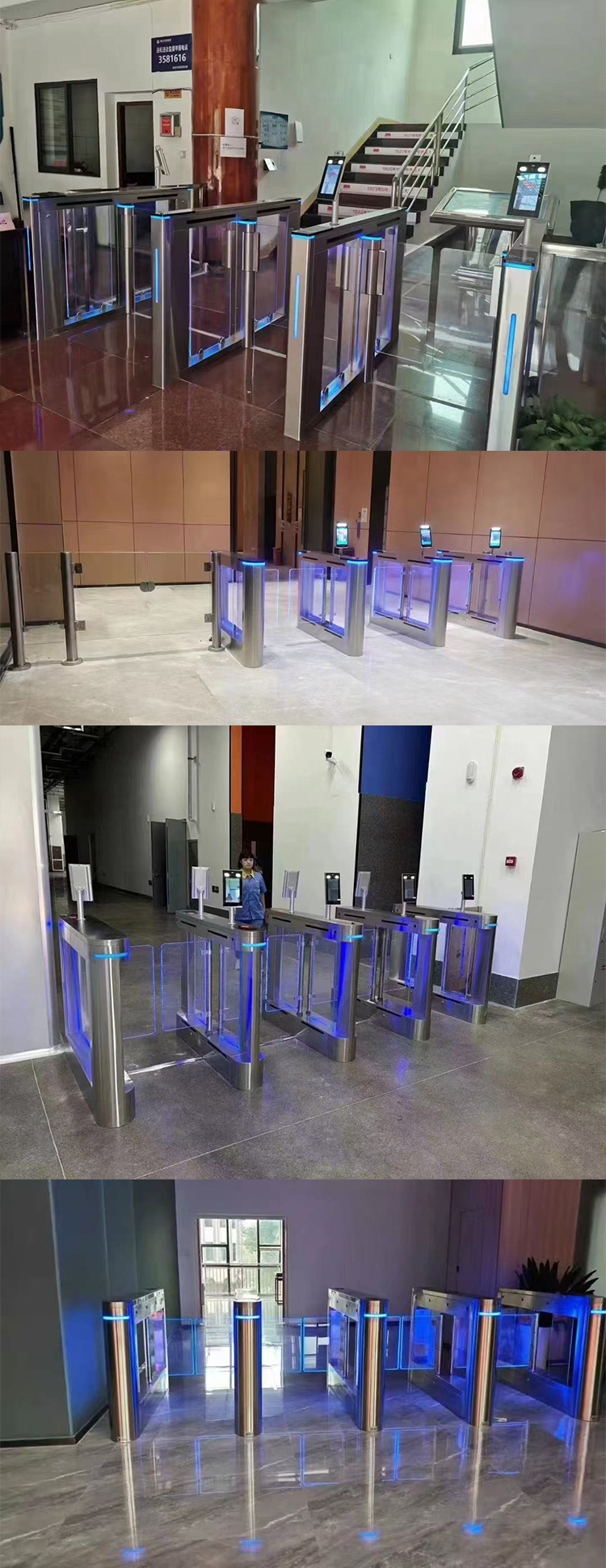 Automatic Revolving Pedestrian Access Electric Vertical Swing Flap Barrier Turnstile Security Gate