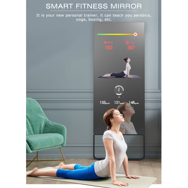 32 Inch 4K Intelligent AI Fitness Exercise Magic Mirror Touchscreen Android OS Voice Control Glass Wi-Fi Wall-mounted Indoor