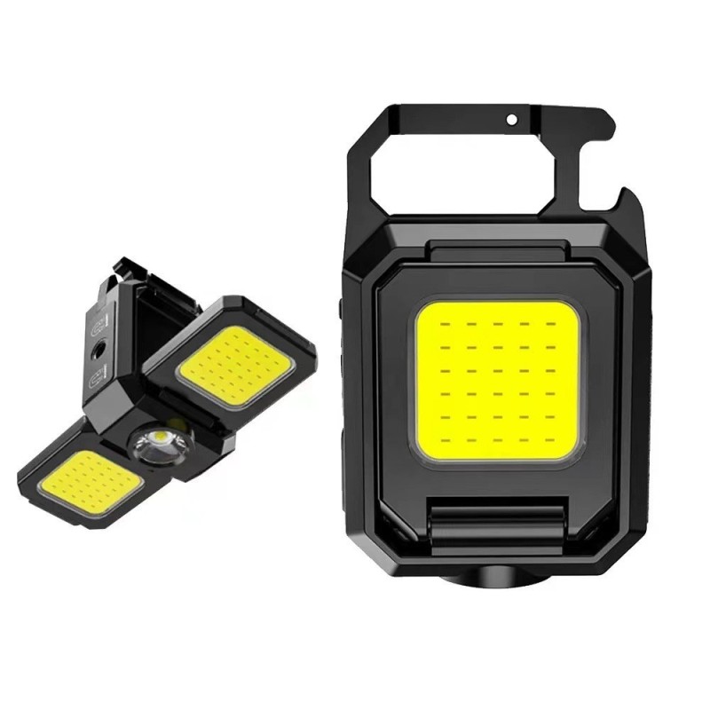 Multifunctional Three-headed Keychain Lamp Portable Cob Mini Camping Lamp Type-c Working Lamp Outdoor Flashlight