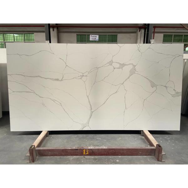 Polished White Calacata Quartz Stone Slab For Kitchen Worktops 3200*1600mm