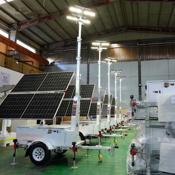 Mobile Solar Light Tower Emergency Response Telescopic Light Tower Hydraulic Mast 5-9m Solar LED Light Tower