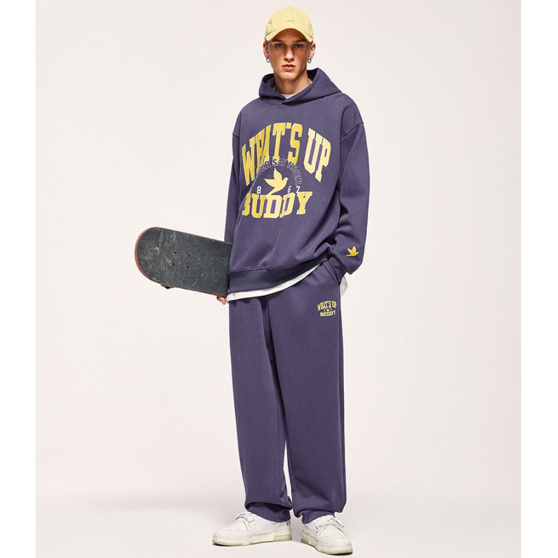 Customized Heavy-duty 320g Knitted Brushed Double-sided Breathable College Printed Men's Sporty Set 2026 Spring/summer Hoodie