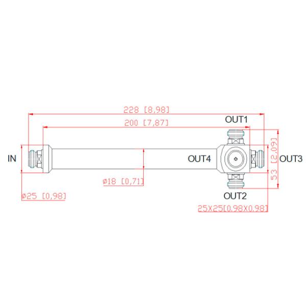 350-520MHz 4 Way N Female Power Splitter For Seamless Signal Distribution