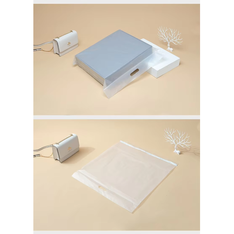 HDPE Self-adhesive Portable Plastic Tote Bag for Takeaway Color Box Packaging Plastic Bags Custom logo