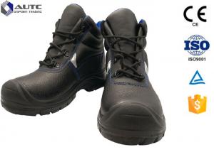 Buy cheap Construction Site Ppe Safety Boots , Slip On Steel Toe Boots Warehouse Black Leather product