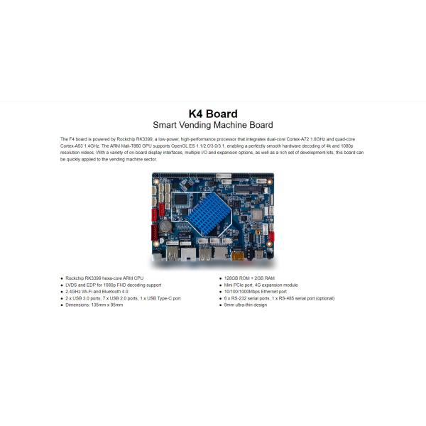 K4 Android Machine Board LVDS and EDP for 1080p FHD decoding support