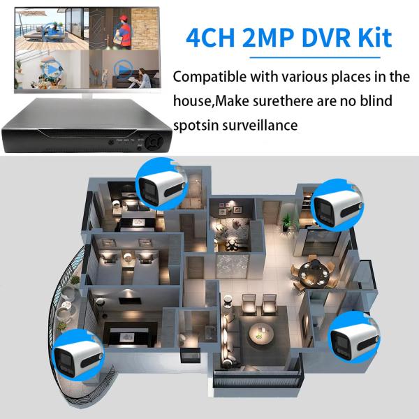 2MP 4 8-channel Night Vision Warm Light Home Outdoor AHD Camera DVR Simulation Kit