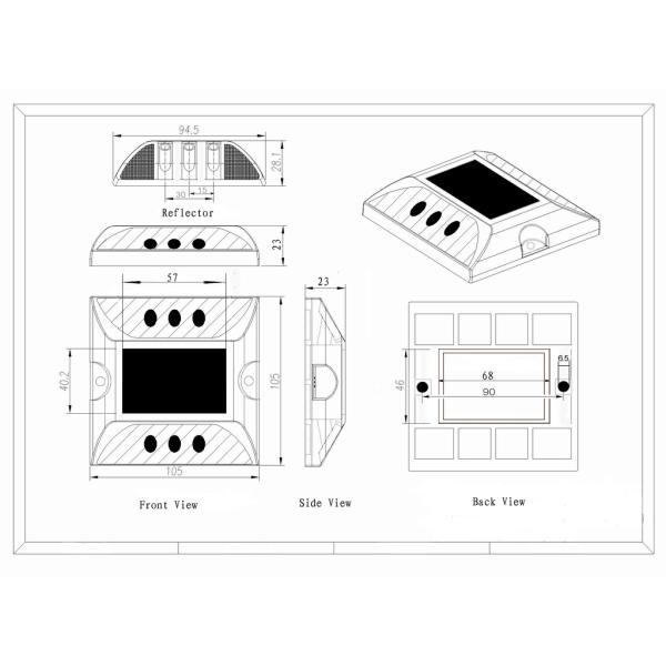 High Efficiency 105mm IP68 Protect Solar Road Stud Light For Warning