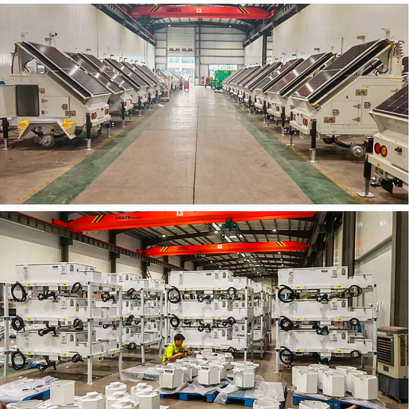 Site Solar Light Towers Rotating CCTV Surveillance System Trailer Light Tower Solar Powered Lighting Towers