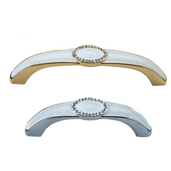 Gold Plated Crystal Door Pulls Gorgeous 96mm Chrome With Shiing Crystal Dresser Knobs