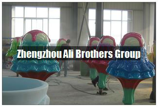 Amusement park games factory family rides shaking head happy jellyfish