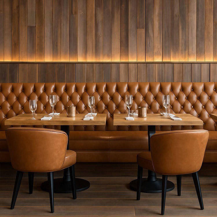 Weather Resistant Leather Seat Booth with Durable Frame Construction and Modular Layout Flexibility for Restaurants and Cafes