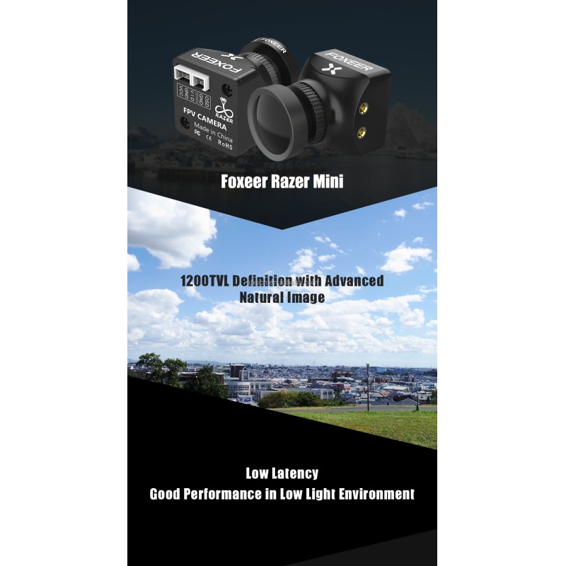 Foxeer Mini Standard Razer FPV Camera Plastic PAL NTSC Switchable HD 2.1mm Lens Low Latency for RC Drone Accessories