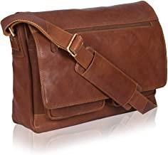 Buy cheap 14inch Laptop Womens Leather Messenger Bag Canvas Cowhide 400g product