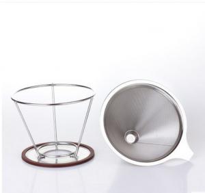 China stainless steel pour over cone dripper reusable coffee filter cup stand on sale