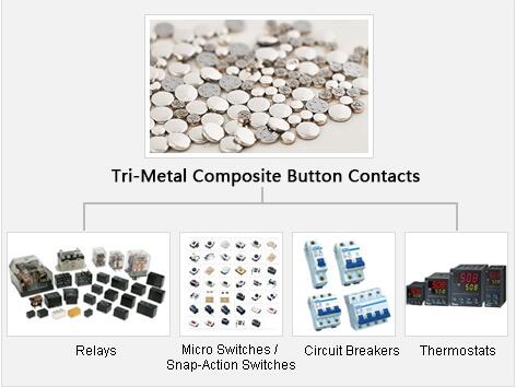 Good Performance Silver Contact Tips Tri - Metal AgCdO For Electrical Keys