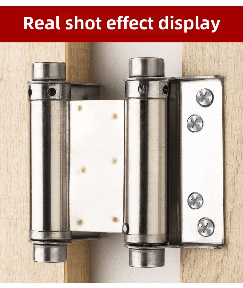 Modern Double-Open Automatic Closing Adjustable Stainless Steel Door Spring Hinge 110 Opening Angle Wall Mount