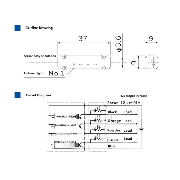 24v 12mA Output Current NPN Normally Open Accessory for Sensor Wire Attachment Indicator ZCC-04