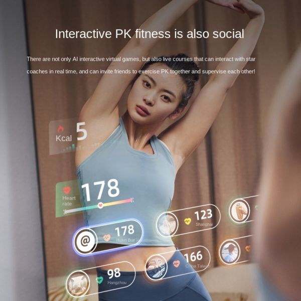 32 Inch 4K Intelligent AI Fitness Exercise Magic Mirror Touchscreen Android OS Voice Control Glass Wi-Fi Wall-mounted Indoor
