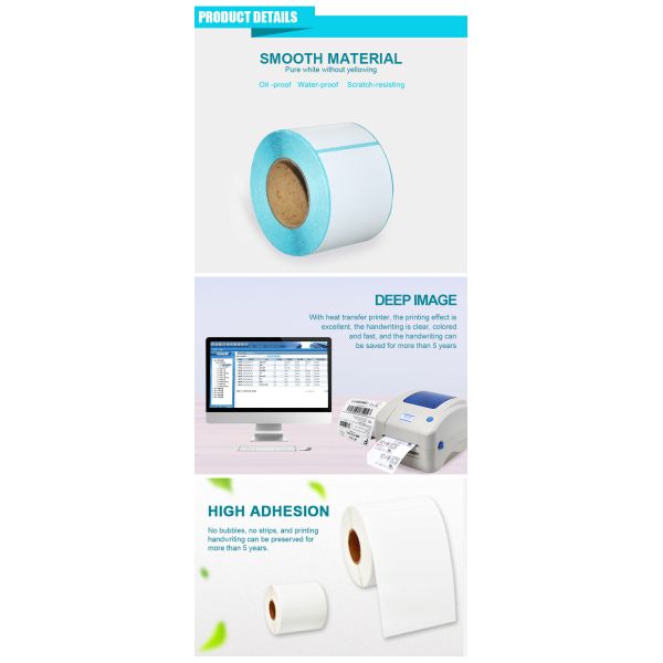 Custom Adhesive Barcode Label Paper Roll for Thermal Label Printers