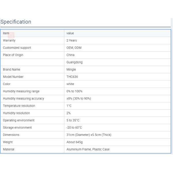 3 In 1 Indoor Outdoor Clock Thermometer Hygrometer Weather Station Aluminium Frame