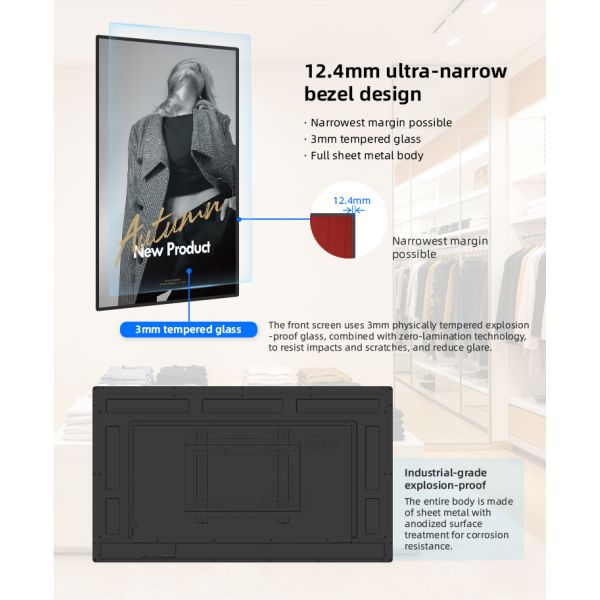 32" Elevator Wall Mount Digital Signage Display Smart Explosion Proof