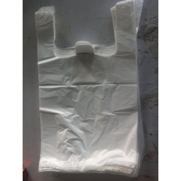 300+160*525mm 15mic White Unprinted Plastic T-Shirt Bag - 1000/Case , HDPE Material