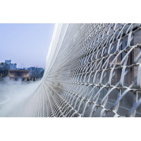 Architectural Round Wire Spiral Link Mesh , Decorative Woven Mesh For Stairway Railing