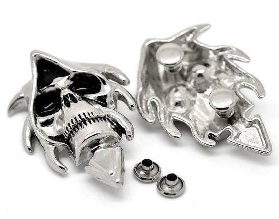53x36mm Silver Steampunk Skull Rivet Studs,Badge Concho Rivets Buttons DIY Finding Accesso