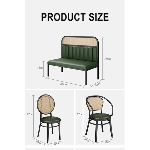 Restaurant Cafe Woven Rattan Bench Sofa Modern Dining Room Catering Sets Booth Seating