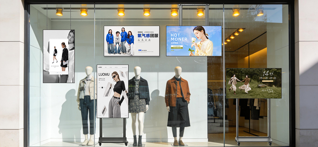 55 Inch High Brightness Hanging Advertising Screen Lcd Window Facing Display