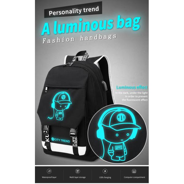 Wholesale custom fluorescent logo boys waterproof bookbag durable luminous student school bags backpack for men