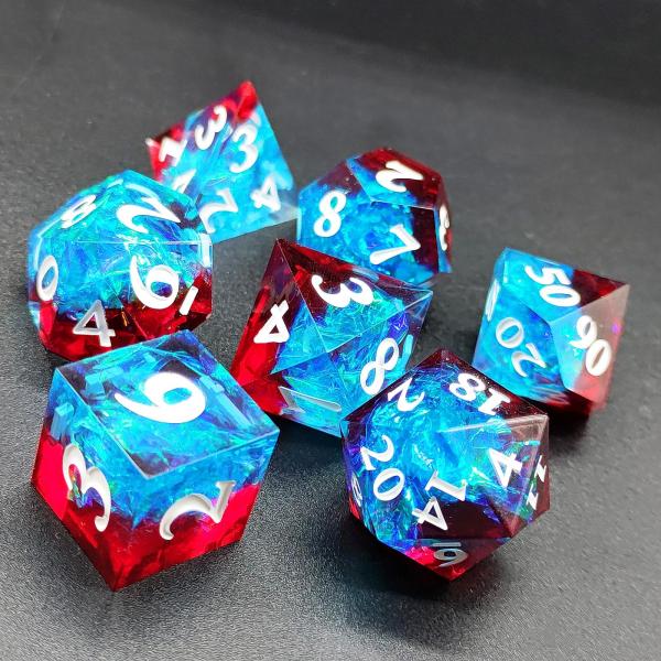 Multi Color Custom Resin Dice DND#RPG Red And Blue Smooth Texture