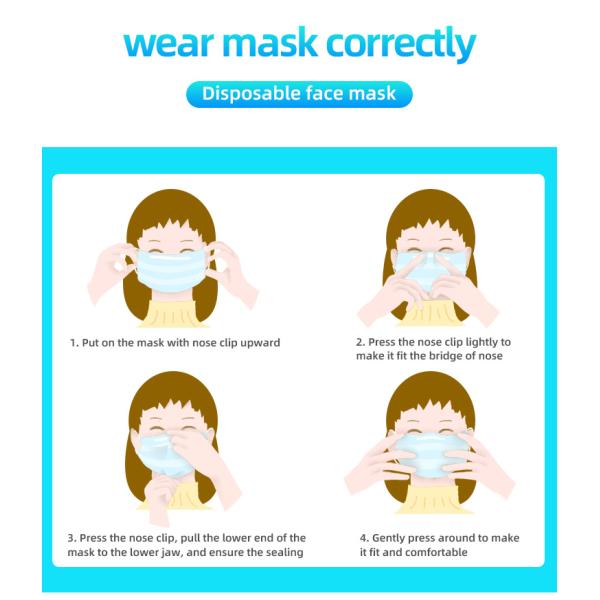 High Protective 3 layer non-woven fabrics ear loop disposable protective face mask