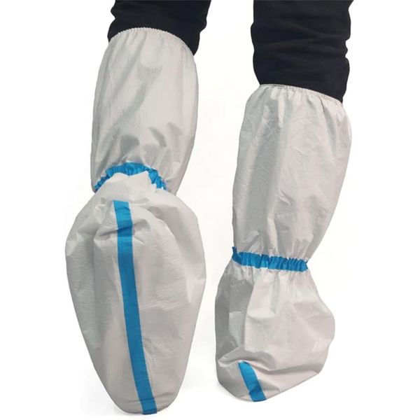 Hubei Haixin Disposable Hazmat Boot Cover Overshoes Knee High Booties White Long Boot Covers Waterproof Rain Shoe Covers