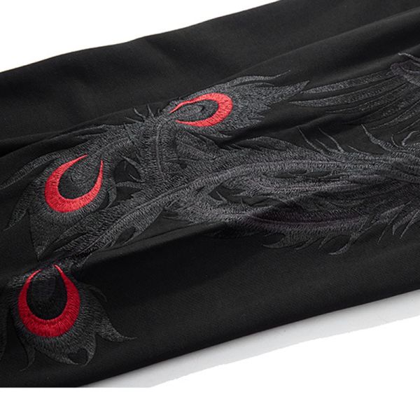 Customized Design 3D Embroidered Pattern Men's Sweatpants Vintage Style High Quality 100% Cotton Mid Waist Fleece Thickness