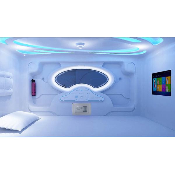 Black Patented Appearance Capsule Hotel Bed LED Lights Sliding Doors