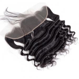 Buy cheap Deep Wavy Virgin Human Hair Extensions / 13 X 4 Swiss Lace Frontal Piece product
