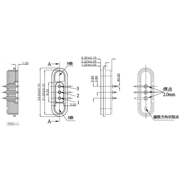 5A 3 Pin Magnetic Connector Right Angle Magnetic Pogo Pin Connectors 2.80mm Pitch