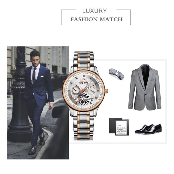 5ATM Waterproof Automatic Mechanical Watch BSCI Skeleton Subdial