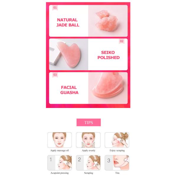 Heart Shaped Scraping Massage Tool Rose Quartz Pink Jade Stone